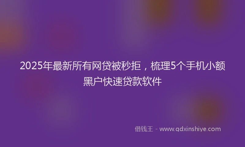 2025年最新所有网贷被秒拒，梳理5个手机小额黑户快速贷款软件