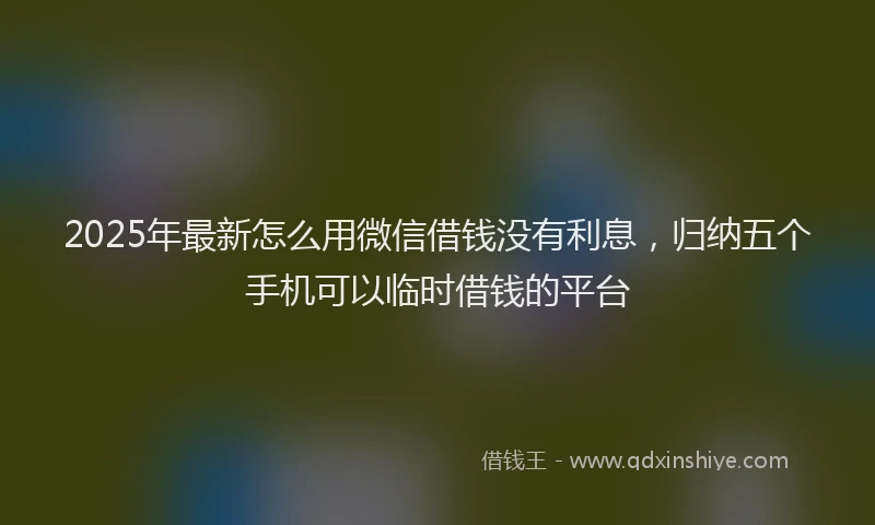 2025年最新怎么用微信借钱没有利息，归纳五个手机可以临时借钱的平台
