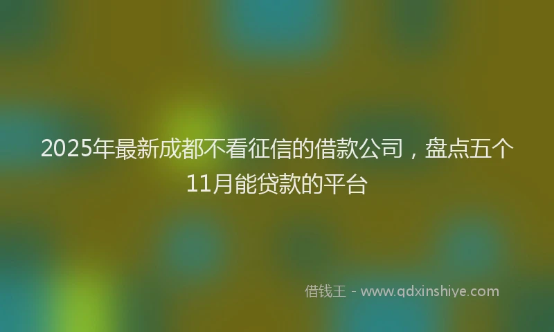 2025年最新成都不看征信的借款公司，盘点五个11月能贷款的平台