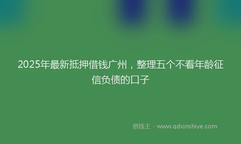 2025年最新抵押借钱广州，整理五个不看年龄征信负债的口子