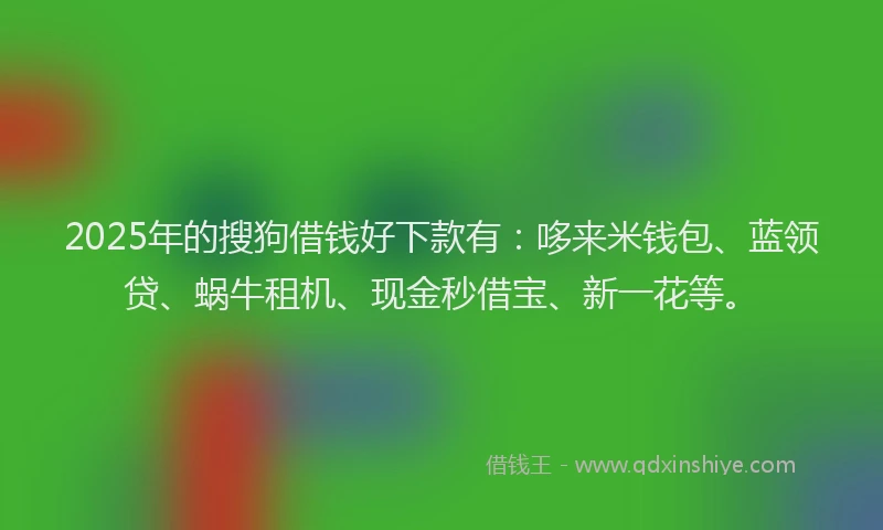 2025年的搜狗借钱好下款有：哆来米钱包、蓝领贷、蜗牛租机、现金秒借宝、新一花等。