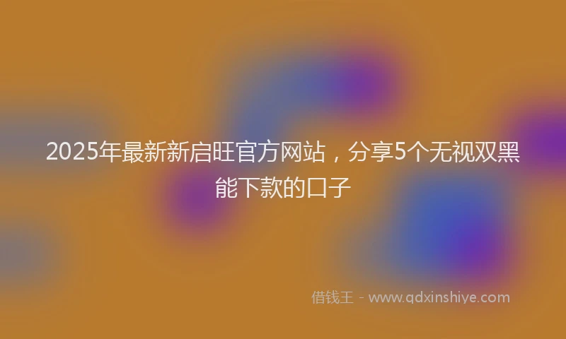 2025年最新新启旺官方网站，分享5个无视双黑能下款的口子