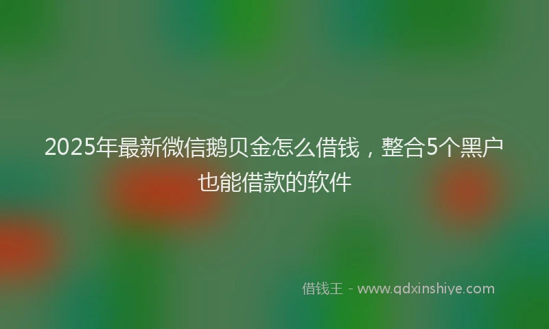 2025年最新微信鹅贝金怎么借钱，整合5个黑户也能借款的软件