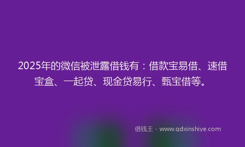 2025年的微信被泄露借钱有：借款宝易借、速借宝盒、一起贷、现金贷易行、甄宝借等。