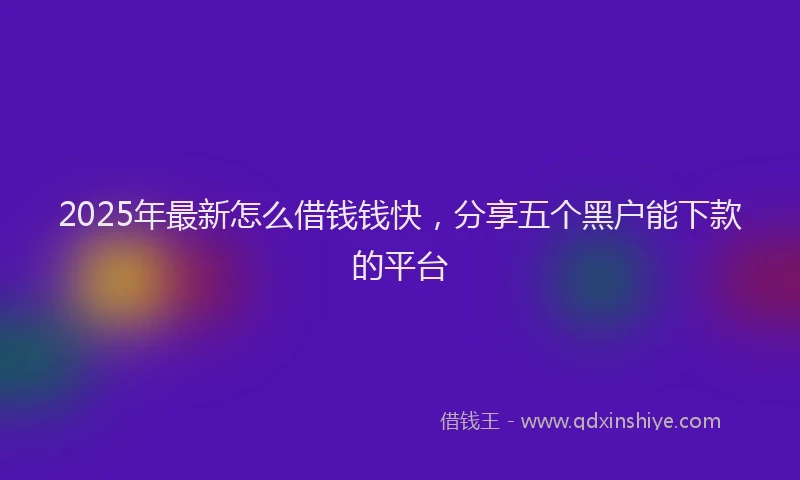 2025年最新怎么借钱钱快，分享五个黑户能下款的平台