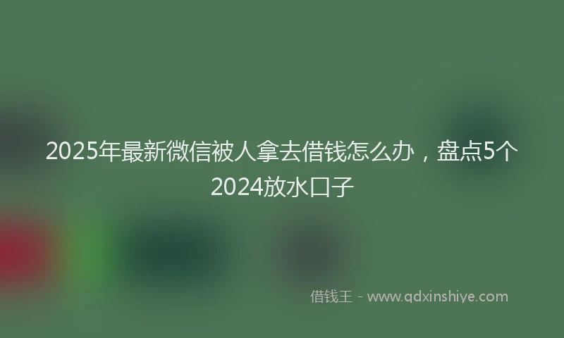 2025年最新微信被人拿去借钱怎么办，盘点5个2024放水口子