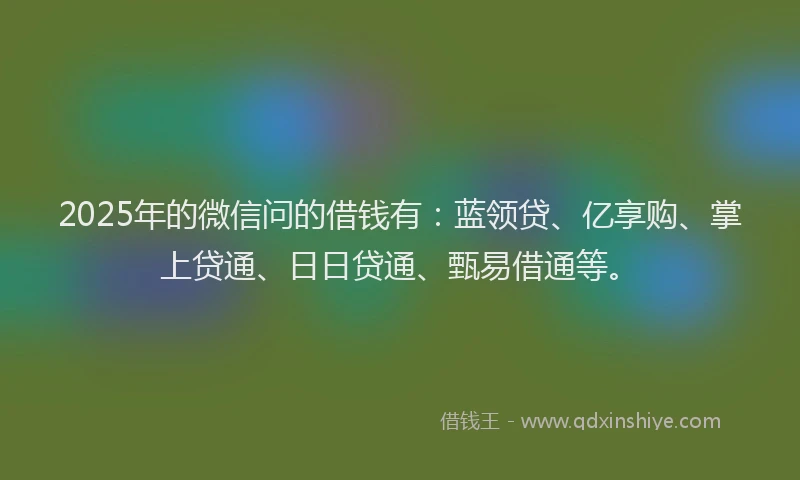 2025年的微信问的借钱有：蓝领贷、亿享购、掌上贷通、日日贷通、甄易借通等。