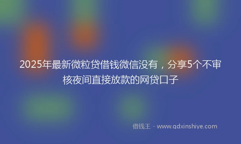 2025年最新微粒贷借钱微信没有，分享5个不审核夜间直接放款的网贷口子