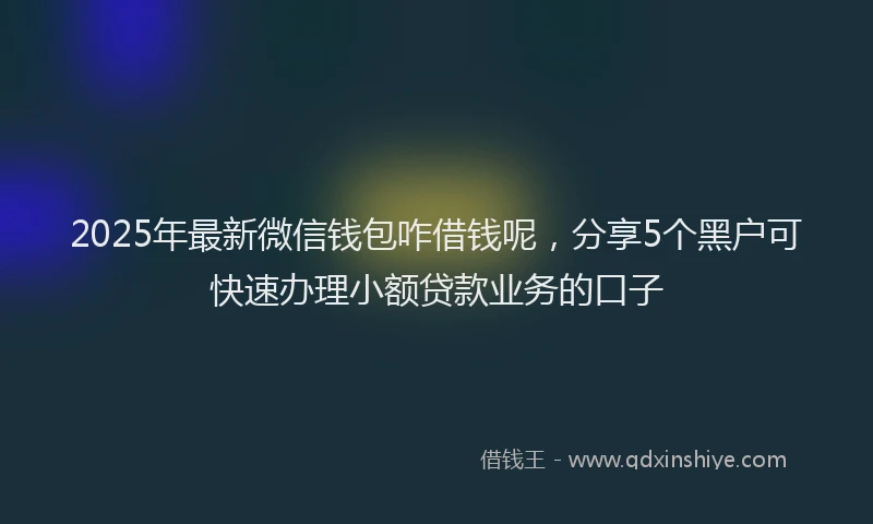 2025年最新微信钱包咋借钱呢，分享5个黑户可快速办理小额贷款业务的口子