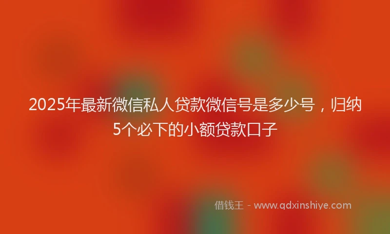 2025年最新微信私人贷款微信号是多少号，归纳5个必下的小额贷款口子