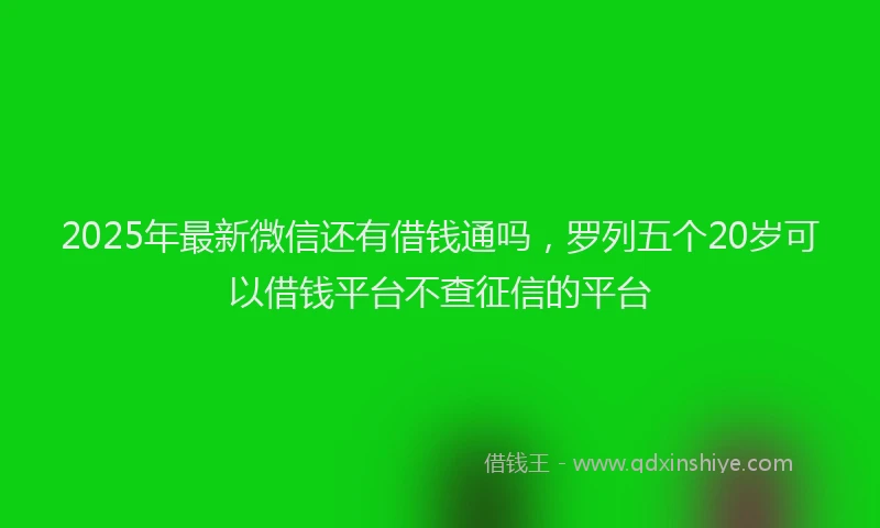 2025年最新微信还有借钱通吗，罗列五个20岁可以借钱平台不查征信的平台