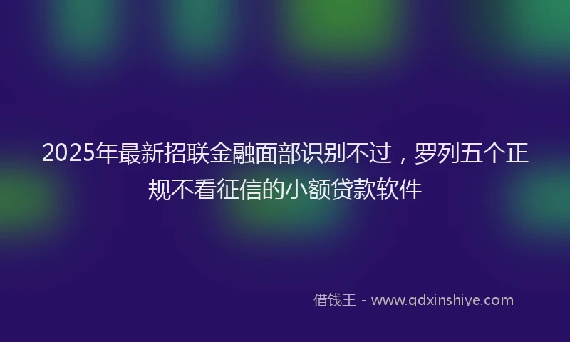 2025年最新招联金融面部识别不过，罗列五个正规不看征信的小额贷款软件