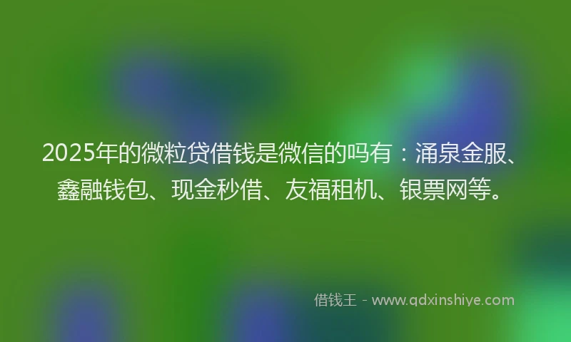 2025年的微粒贷借钱是微信的吗有：涌泉金服、鑫融钱包、现金秒借、友福租机、银票网等。