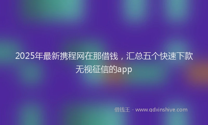 2025年最新携程网在那借钱，汇总五个快速下款无视征信的app