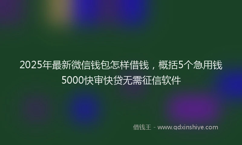 2025年最新微信钱包怎样借钱，概括5个急用钱5000快审快贷无需征信软件
