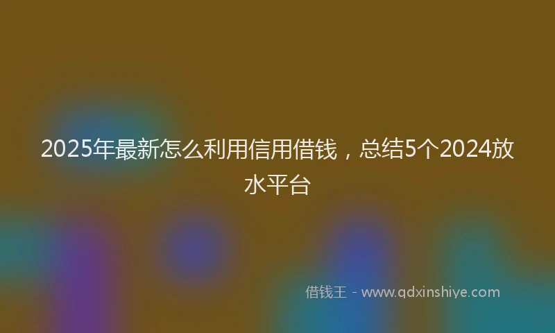 2025年最新怎么利用信用借钱，总结5个2024放水平台