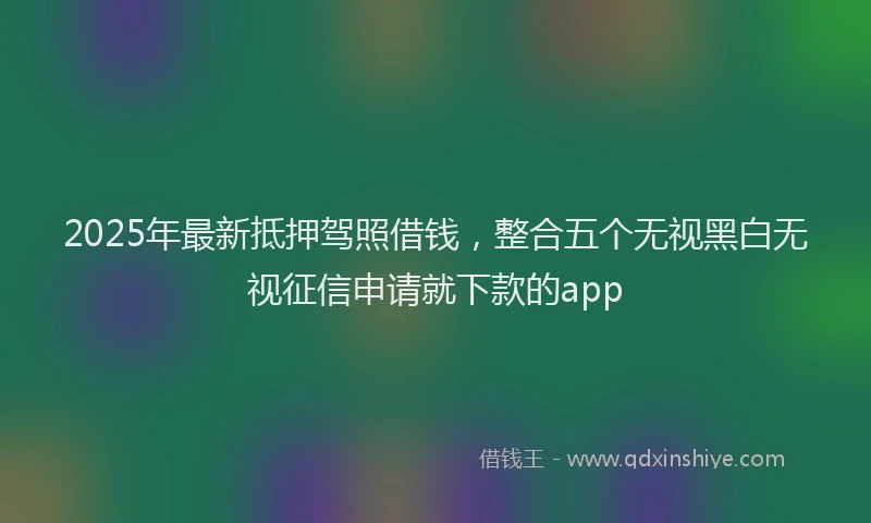 2025年最新抵押驾照借钱，整合五个无视黑白无视征信申请就下款的app