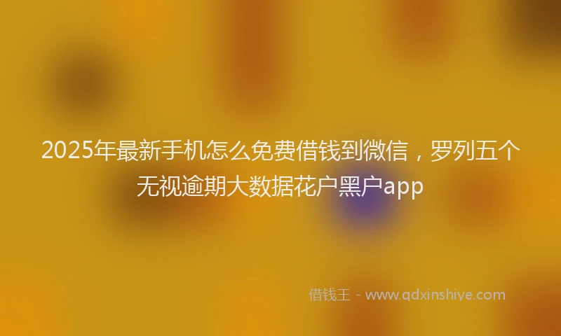 2025年最新手机怎么免费借钱到微信，罗列五个无视逾期大数据花户黑户app