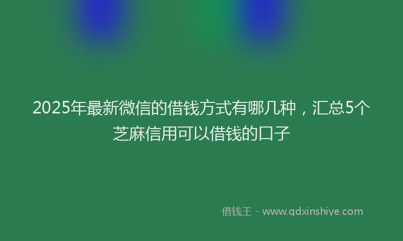 2025年最新微信的借钱方式有哪几种，汇总5个芝麻信用可以借钱的口子