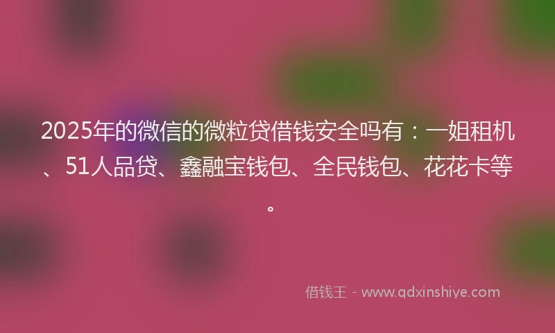 2025年的微信的微粒贷借钱安全吗有：一姐租机、51人品贷、鑫融宝钱包、全民钱包、花花卡等。