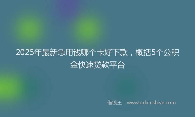 2025年最新急用钱哪个卡好下款，概括5个公积金快速贷款平台