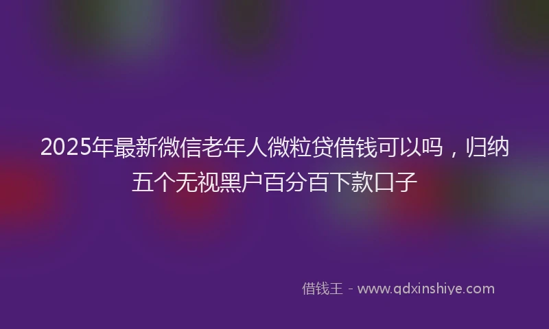 2025年最新微信老年人微粒贷借钱可以吗，归纳五个无视黑户百分百下款口子