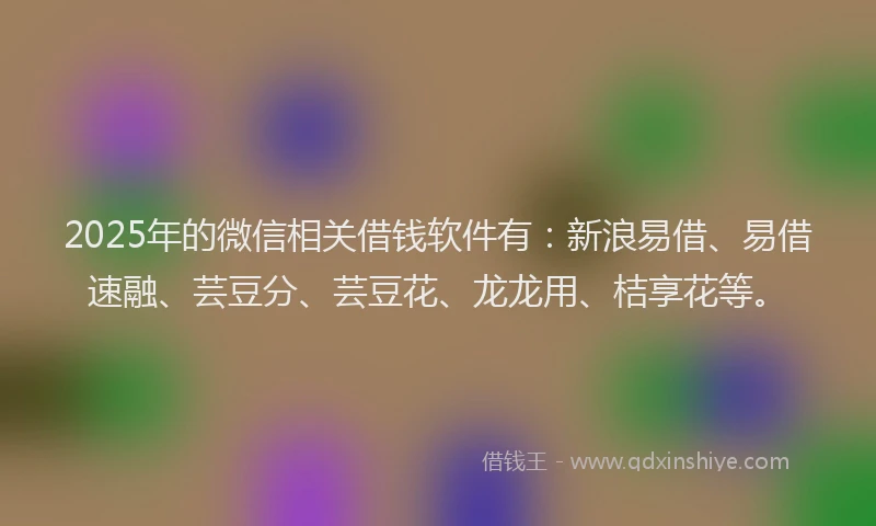 2025年的微信相关借钱软件有：新浪易借、易借速融、芸豆分、芸豆花、龙龙用、桔享花等。