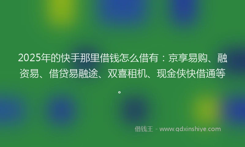 2025年的快手那里借钱怎么借有：京享易购、融资易、借贷易融途、双喜租机、现金侠快借通等。