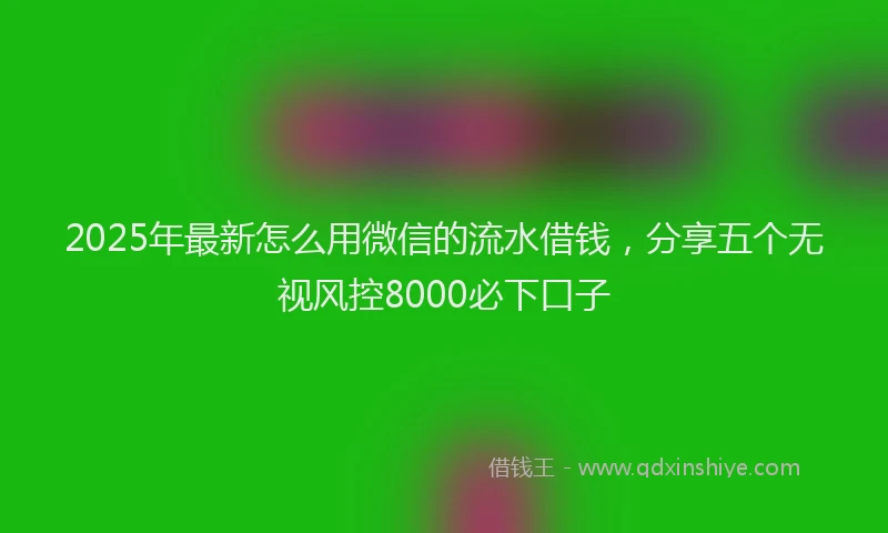 2025年最新怎么用微信的流水借钱，分享五个无视风控8000必下口子