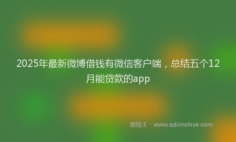 2025年最新微博借钱有微信客户端，总结五个12月能贷款的app