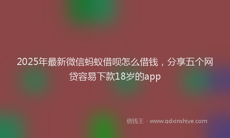 2025年最新微信蚂蚁借呗怎么借钱，分享五个网贷容易下款18岁的app