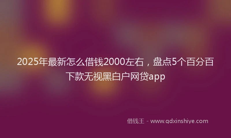 2025年最新怎么借钱2000左右，盘点5个百分百下款无视黑白户网贷app