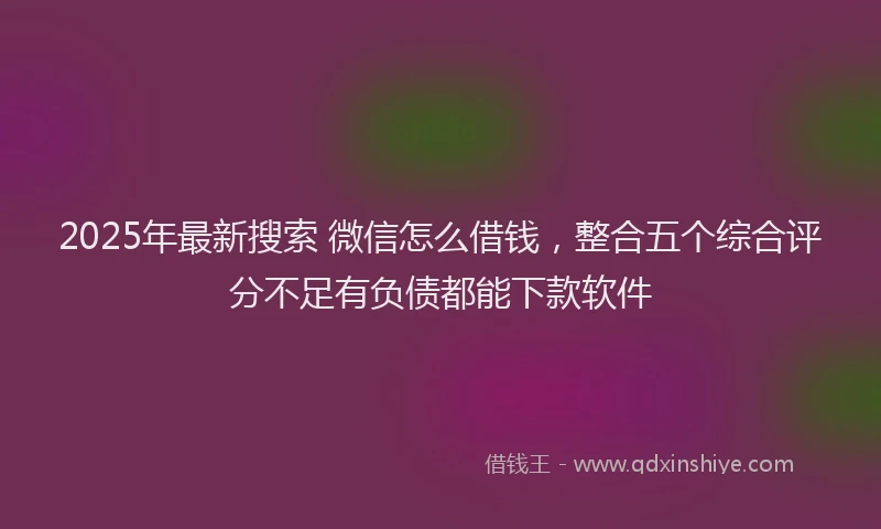 2025年最新搜索 微信怎么借钱，整合五个综合评分不足有负债都能下款软件