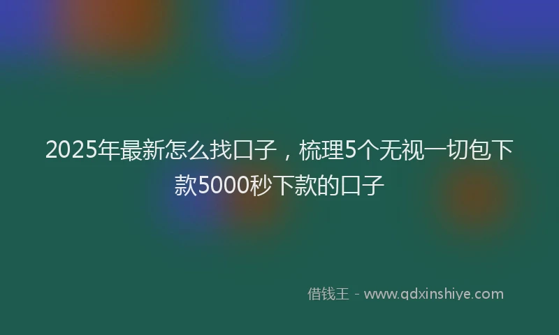 2025年最新怎么找口子，梳理5个无视一切包下款5000秒下款的口子
