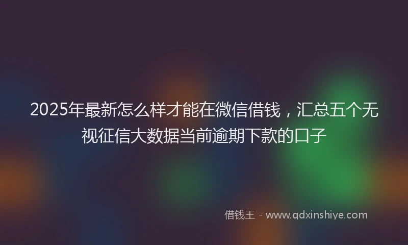 2025年最新怎么样才能在微信借钱，汇总五个无视征信大数据当前逾期下款的口子