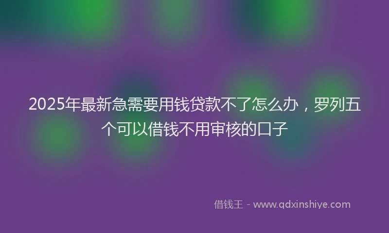 2025年最新急需要用钱贷款不了怎么办，罗列五个可以借钱不用审核的口子
