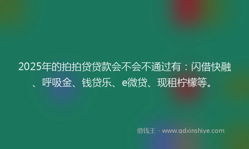2025年的拍拍贷贷款会不会不通过有：闪借快融、呼吸金、钱贷乐、e微贷、现租柠檬等。