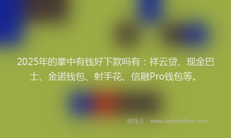 2025年的掌中有钱好下款吗有：祥云贷、现金巴士、金诺钱包、射手花、信融Pro钱包等。