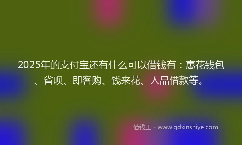 2025年的支付宝还有什么可以借钱有：惠花钱包、省呗、即客购、钱来花、人品借款等。
