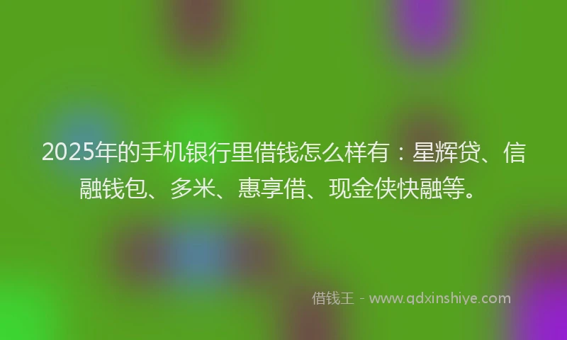 2025年的手机银行里借钱怎么样有：星辉贷、信融钱包、多米、惠享借、现金侠快融等。