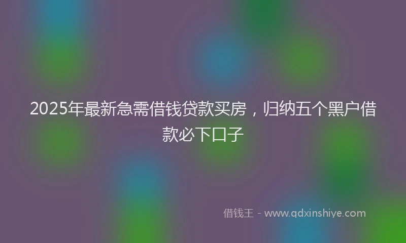 2025年最新急需借钱贷款买房，归纳五个黑户借款必下口子