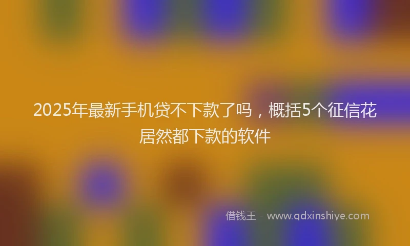 2025年最新手机贷不下款了吗，概括5个征信花居然都下款的软件