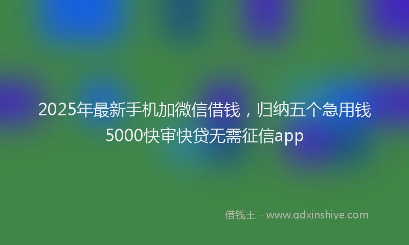 2025年最新手机加微信借钱，归纳五个急用钱5000快审快贷无需征信app