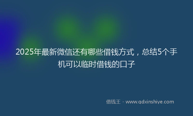 2025年最新微信还有哪些借钱方式，总结5个手机可以临时借钱的口子