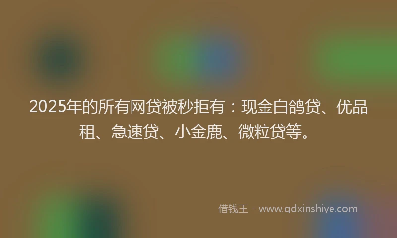 2025年的所有网贷被秒拒有：现金白鸽贷、优品租、急速贷、小金鹿、微粒贷等。