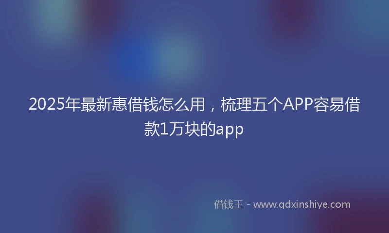 2025年最新惠借钱怎么用，梳理五个APP容易借款1万块的app