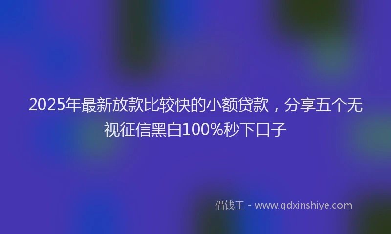 2025年最新放款比较快的小额贷款，分享五个无视征信黑白100%秒下口子
