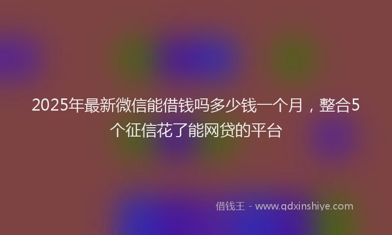 2025年最新微信能借钱吗多少钱一个月，整合5个征信花了能网贷的平台