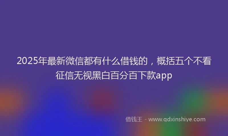 2025年最新微信都有什么借钱的，概括五个不看征信无视黑白百分百下款app