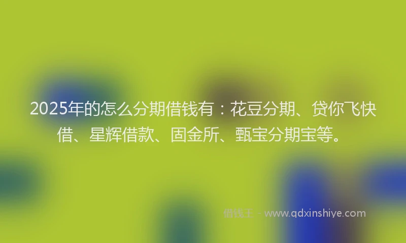 2025年的怎么分期借钱有：花豆分期、贷你飞快借、星辉借款、固金所、甄宝分期宝等。